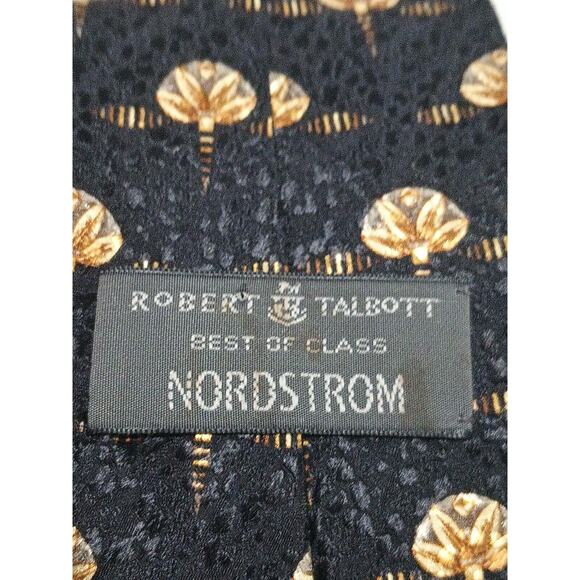 Robert Talbott Best Of Class Nordstrom Black Gold Geometric Print Silk Tie Hand - Picture 5 of 7